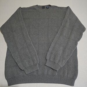 Arrow Men's Crew Neck Knit Sweater Charcoal Gray Size XL 100% Cotton Long Sleeve